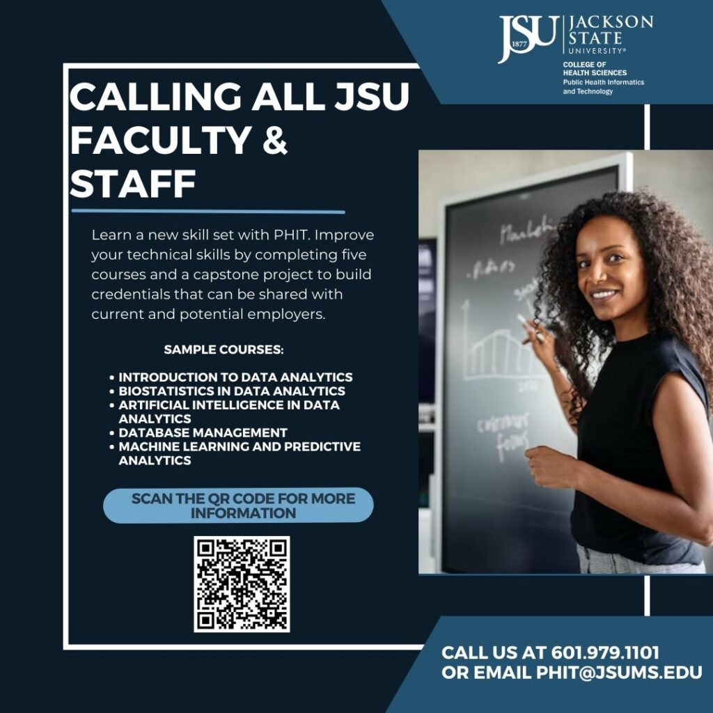 PHIT Courses Available for JSU Faculty and Staff Public Health